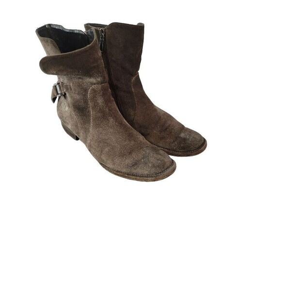 Alberto Fermani Ankle Boots Sueded Women's Distressed Boho Sz 40 Brown - Picture 9 of 10